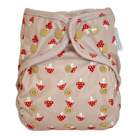 One Size Reusable Cloth Nappy Wrap - Toadstool