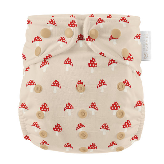 One Size All-In-One Reusable Cloth Nappy - Toadstool