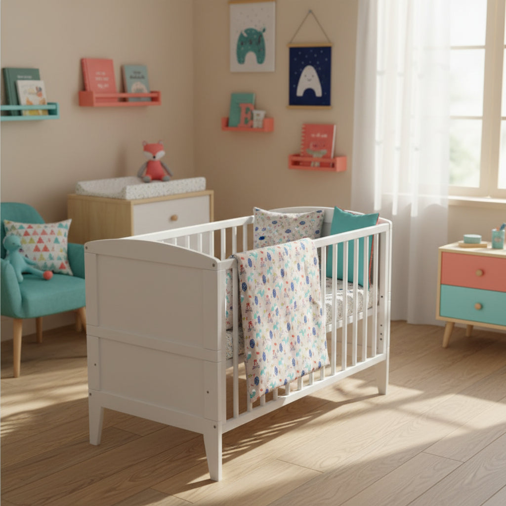 FORREST 3 Piece Reversible Cot Bed Set – Organic Cotton Baby Bedding - Woody