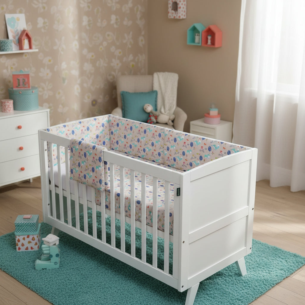 FORREST 3 Piece Reversible Cot Bed Set – Organic Cotton Baby Bedding - Woody