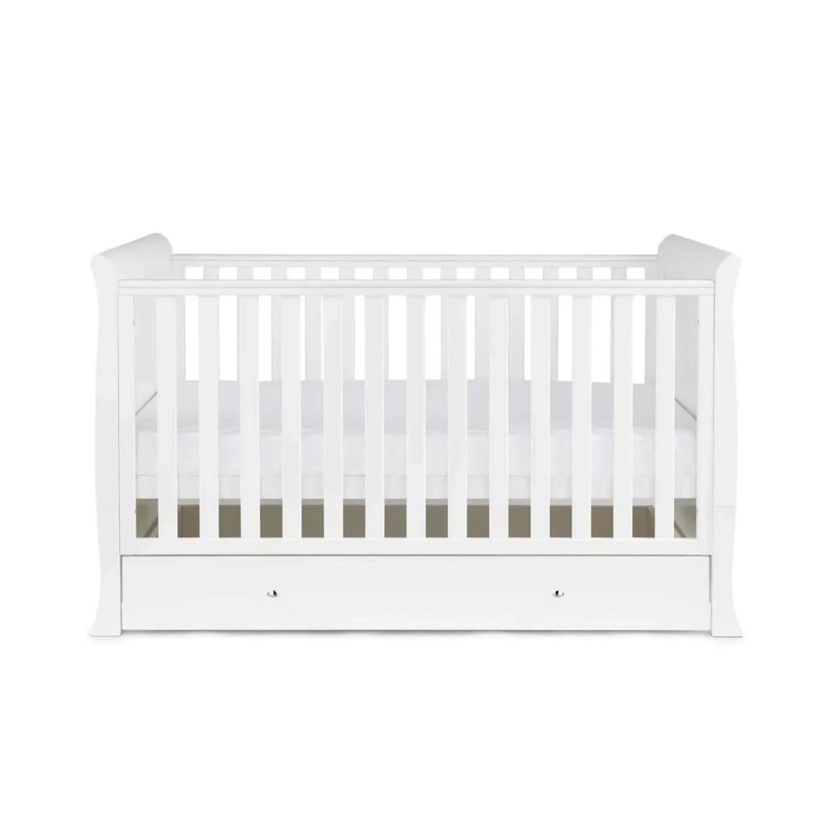 Ickle Bubba Snowdon Classic Cot Bed White - Premium Sprung Mattress