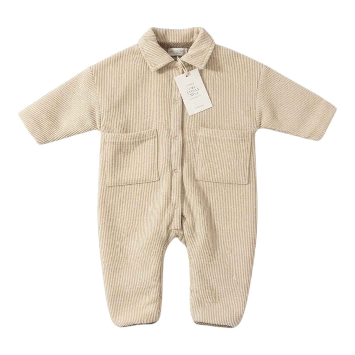 Corduroy Lined Winter Romper – Beige / Green