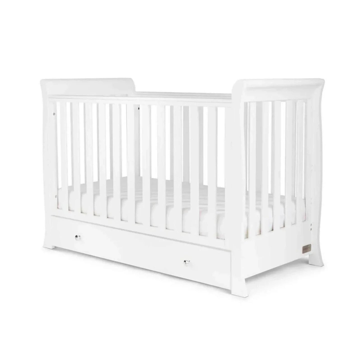 Ickle Bubba Snowdon Mini Cot Bed White - Premium Sprung Mattress