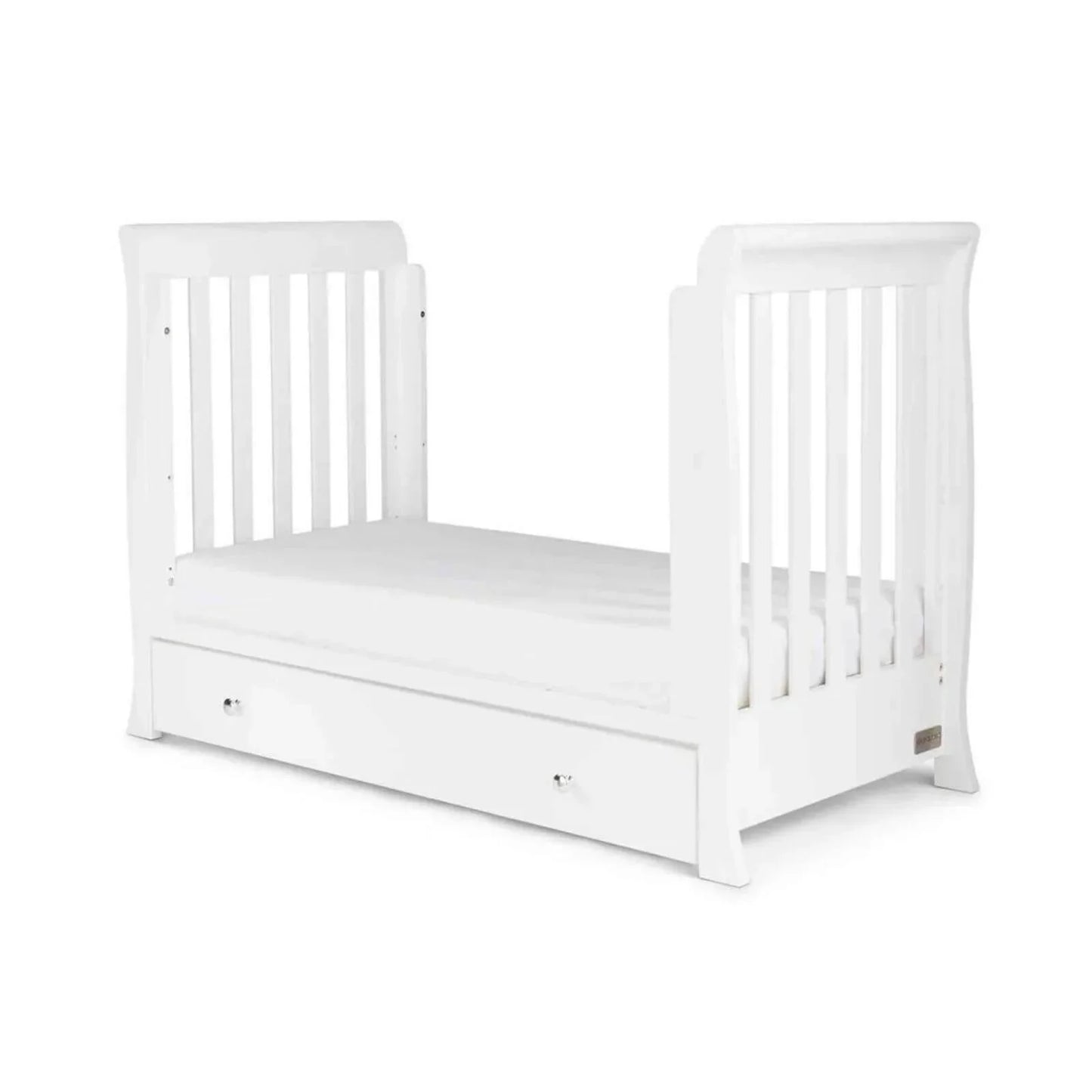 Ickle Bubba Snowdon Mini Cot Bed White - Premium Sprung Mattress