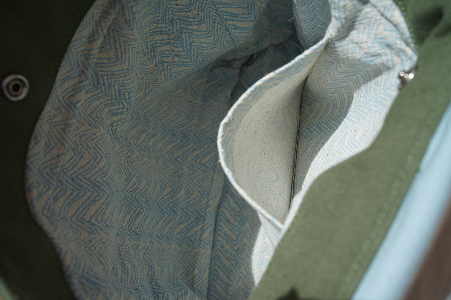 Organic Cotton Sky Blue / Olive Green Children's Backpack