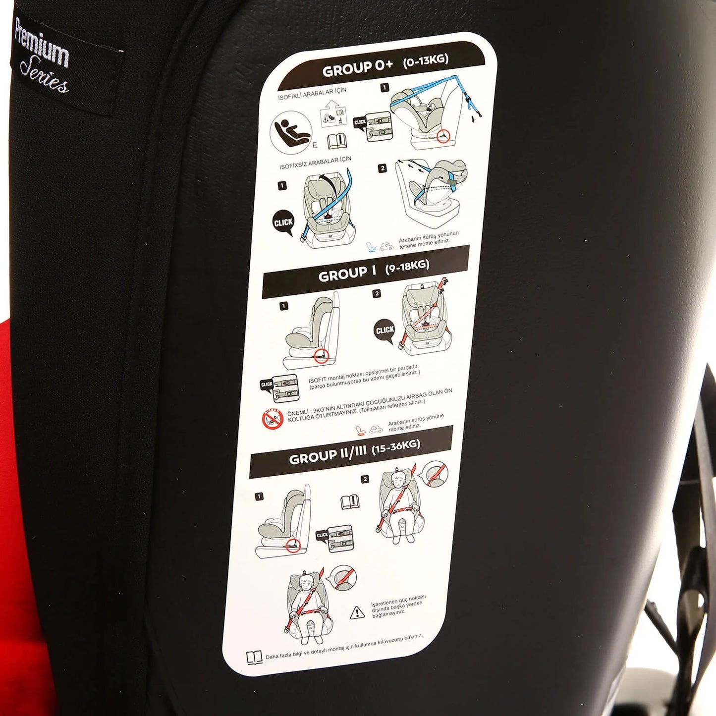 baby plus Orbitfix Group 0+/1/2/3 (Birth to 12 Years) Car Seat - Black Red