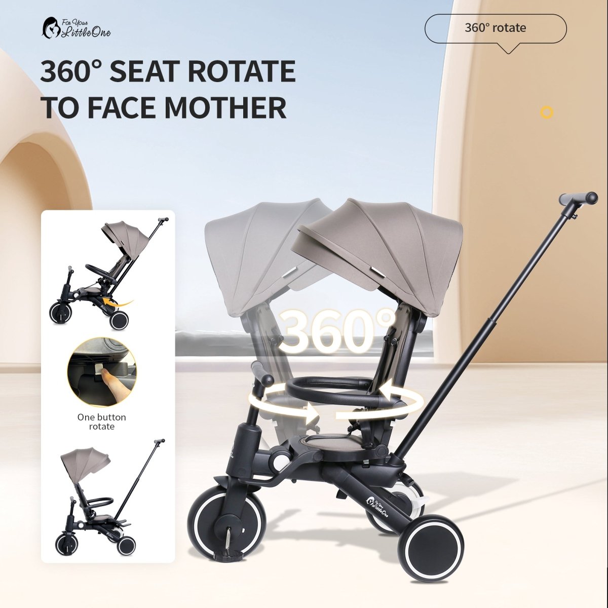 Foryourlittleone Xplor 6 in 1 Foldable Trike - Jet Black (10m-4y)