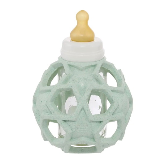 Hevea 2-in-1 Baby Glass Bottle with Star Ball - Mint - CRUMPLED CORNER