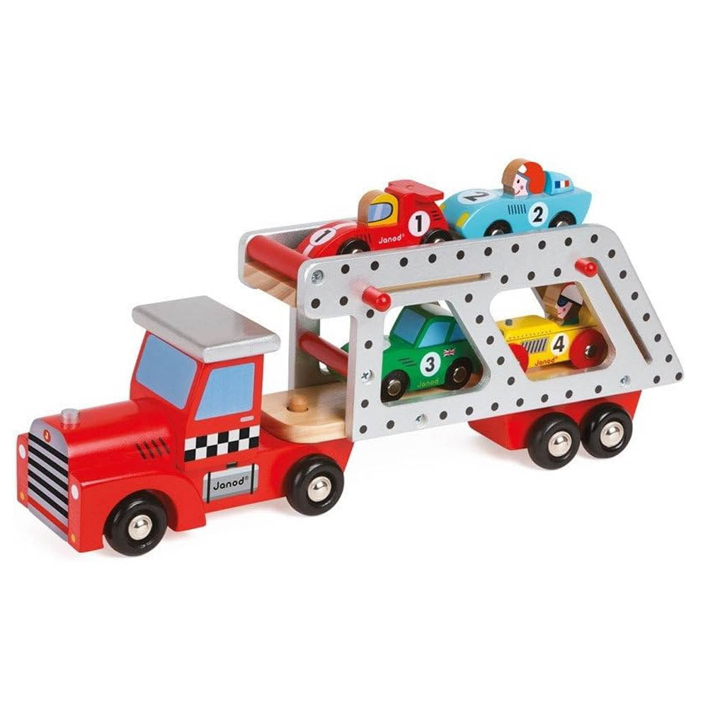 Janod Story 4 Cars Transporter Lorry