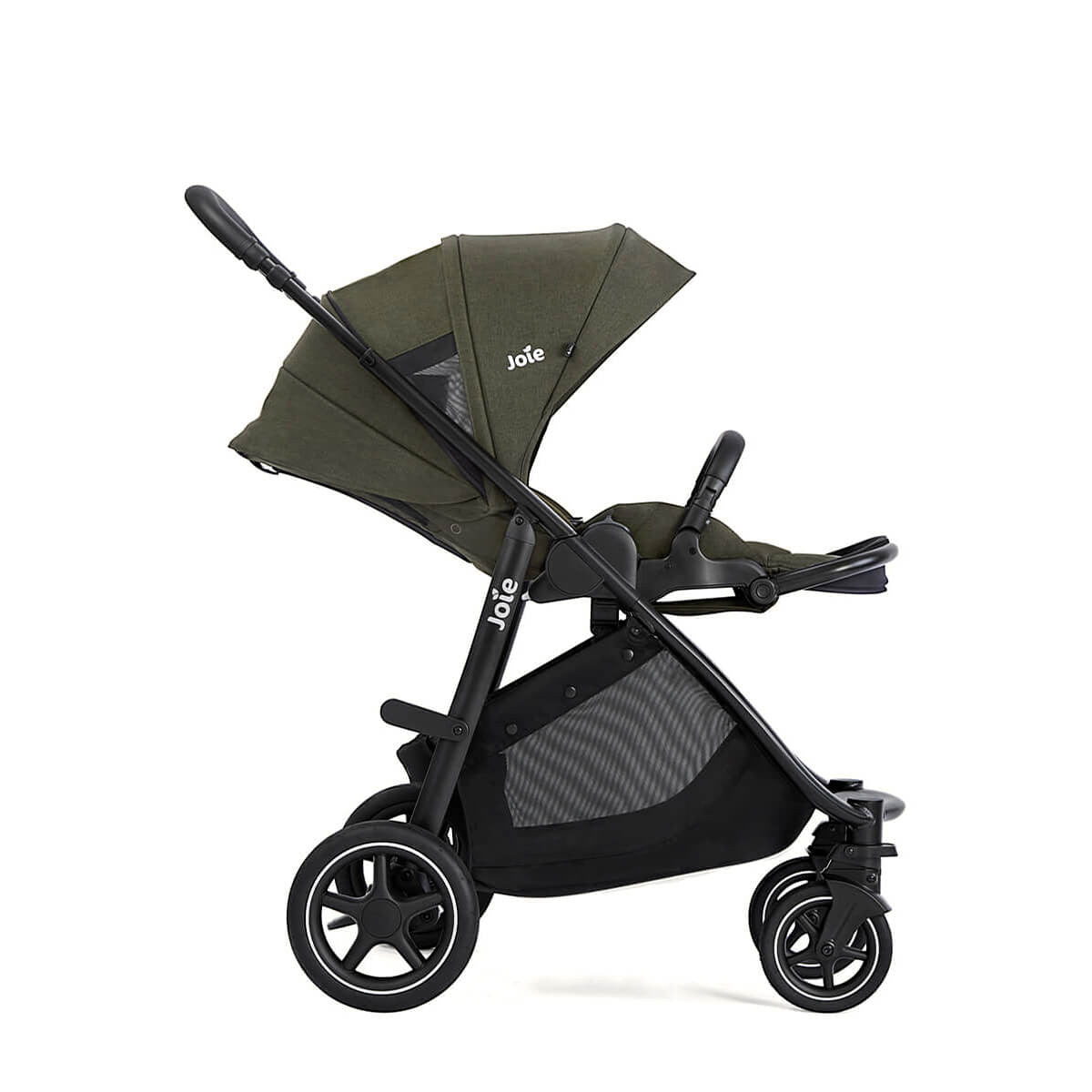 Joie Versatrax On-The-Go Encore 4 Piece Travel System Bundle with Rotating Car Seat, Fern