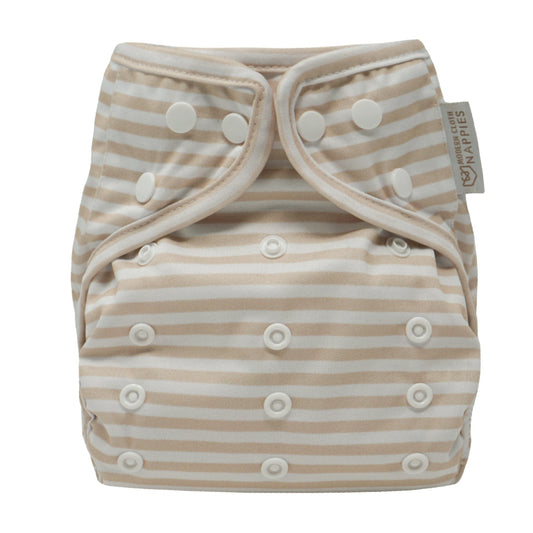 One Size Reusable Cloth Nappy Wrap - Linen Stripes