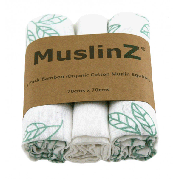 MuslinZ Bamboo & Organic Cotton Muslin Squares Aqua (3pk)