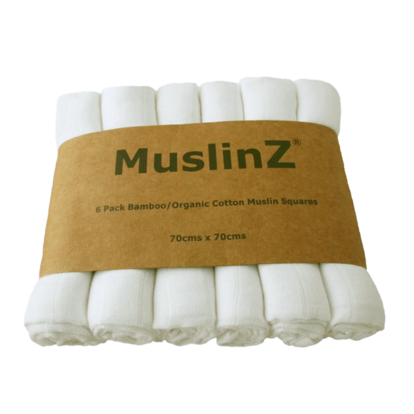 MuslinZ Bamboo & Organic Cotton Muslin Squares White (6pk)