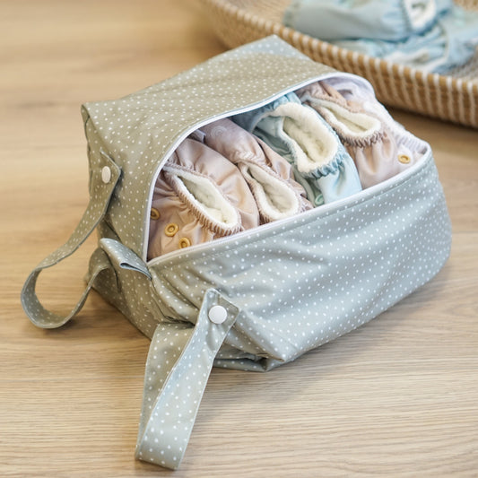 Cloth Nappy Pod - Dottie Sage