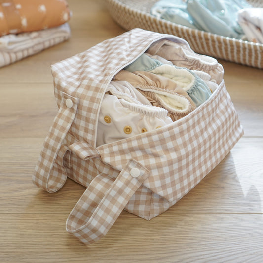 Cloth Nappy Pod - Gingham Taupe