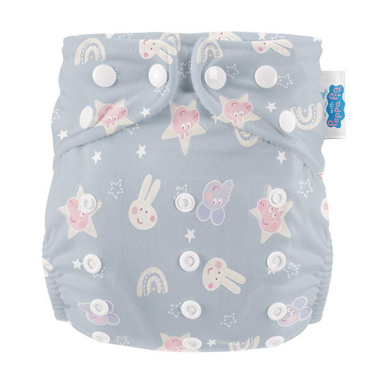 Peppa Pig One Size All-In-One Reusable Cloth Nappy - Blue Mix Peppa & Friends