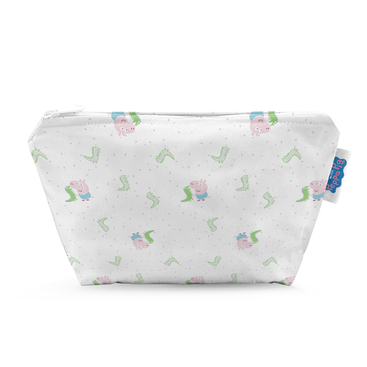 Peppa Pig Small Reusable Cloth Wipe Wet Bag - George & Mr.Dinosaur | White