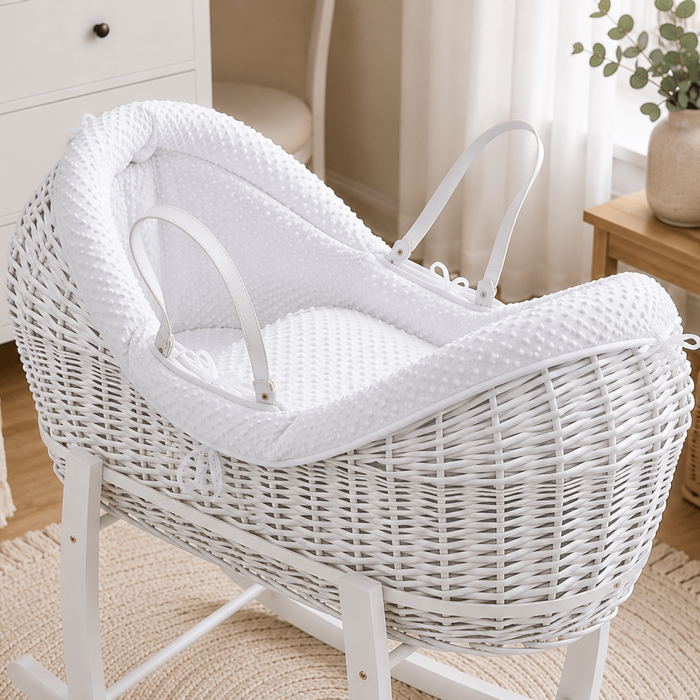 Pod White Dimple Moses Basket Bedding Set (Basket Not Included!)