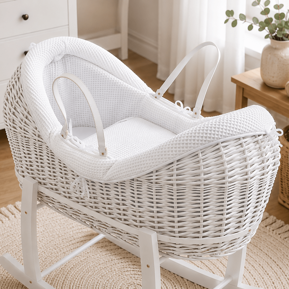 Pod White Waffle Moses Basket Bedding Set (Basket Not Included!)