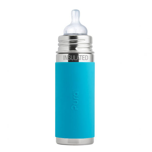 Pura Kiki 9oz Vacuum Insulated Infant Bottle - Aqua Sleeve