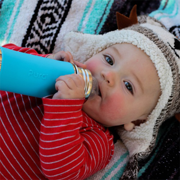Pura Kiki 9oz Vacuum Insulated Infant Bottle - Aqua Sleeve