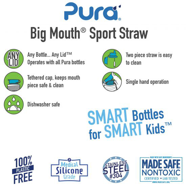 Pura Silicone Sports STRAW Top - Aqua