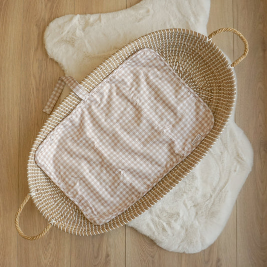 Baby Travel Changing Mats - Gingham Taupe