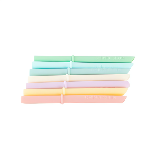 7 x Silicone Mixed Straws with Stoppers Bundle