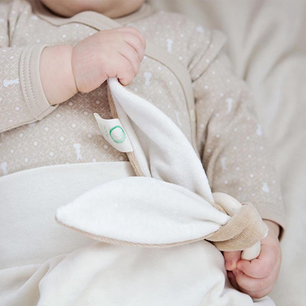 Wooly Organic Crinkle Bunny Ears with Teething Ring